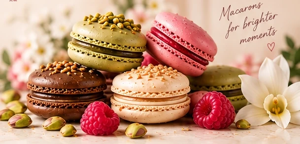 Assorted BLUMI macarons — temporary concept photography